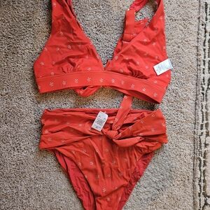 Red Floral Bikini Set